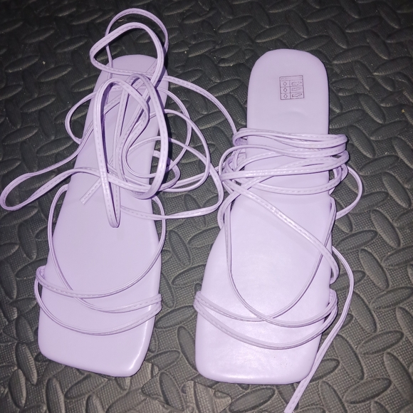 Women Lila purple lace up flat sandals - Picture 5 of 12